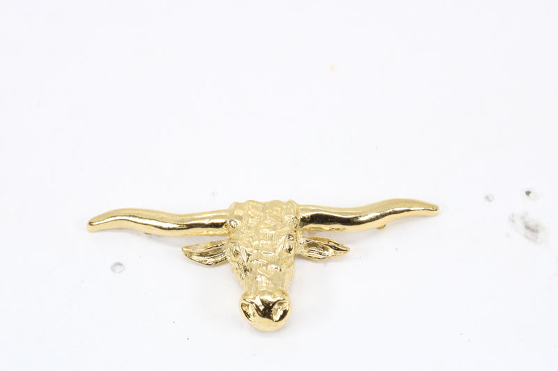 Texas Longhorn Hat Pin For Him with 14kt Gold Vermeil Longhorn