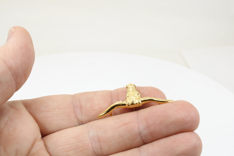Texas Longhorn Hat Pin For Him with 14kt Gold Vermeil Longhorn