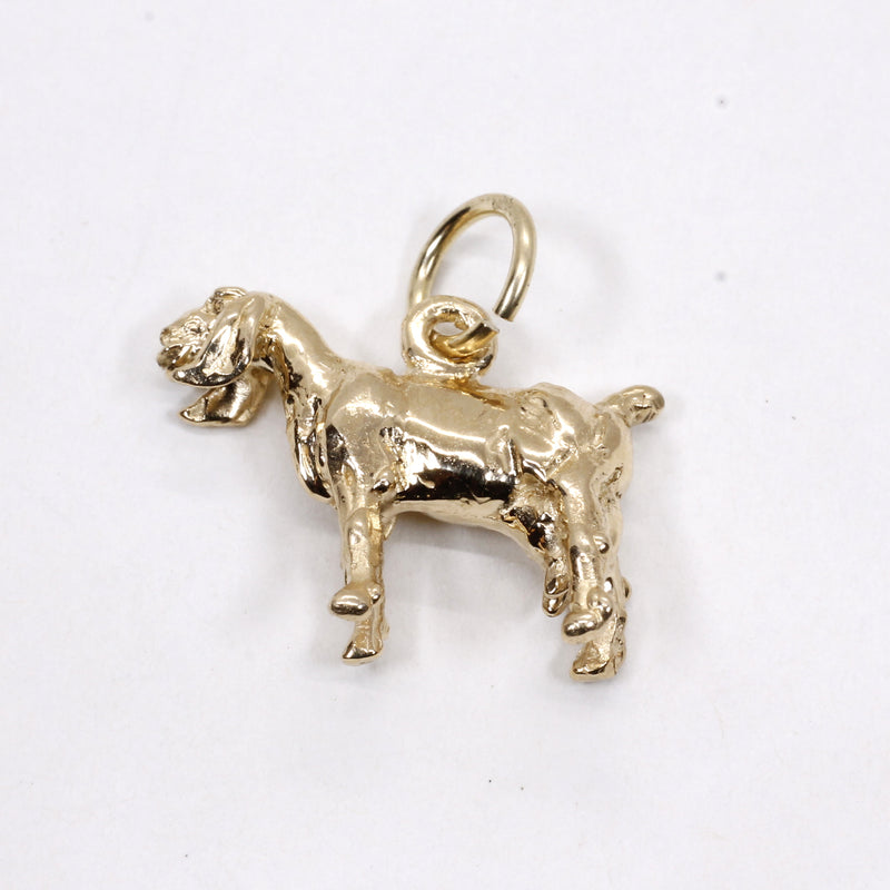 Gold Nubian Dairy Goat Charm with solid 14kt Gold 3D Goat