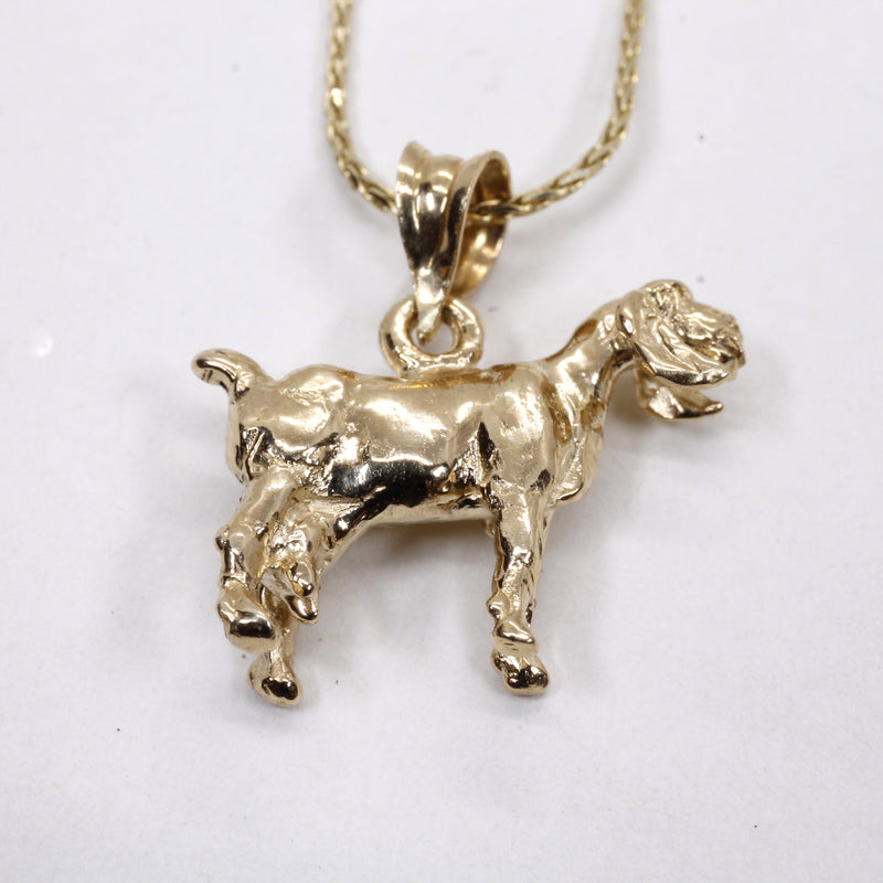 Gold Nubian Dairy Goat Necklace with solid 14kt gold 3D Goat
