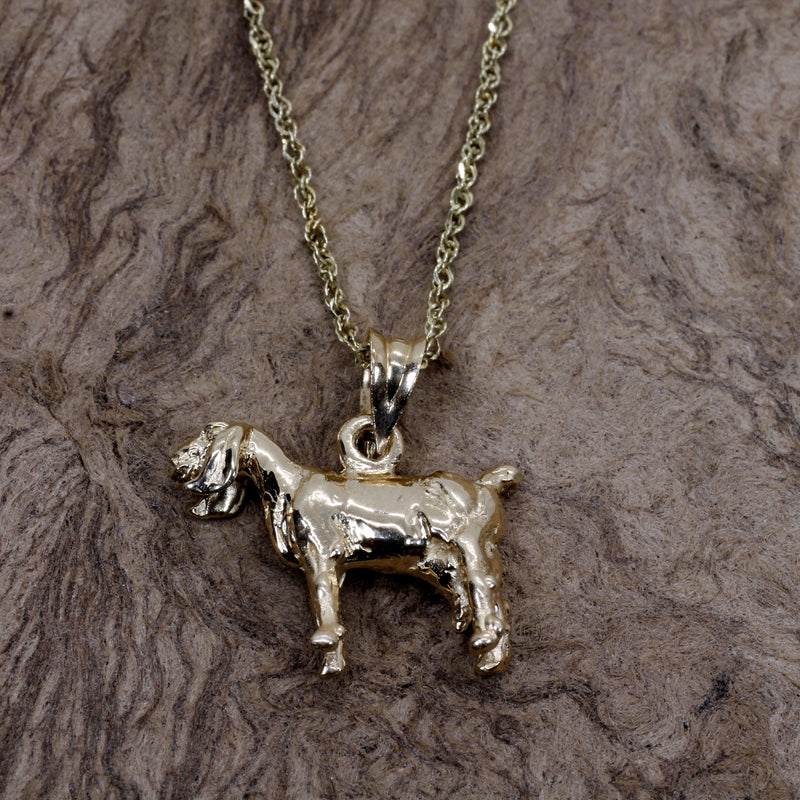 Gold Nubian Dairy Goat Necklace with solid 14kt gold 3D Goat