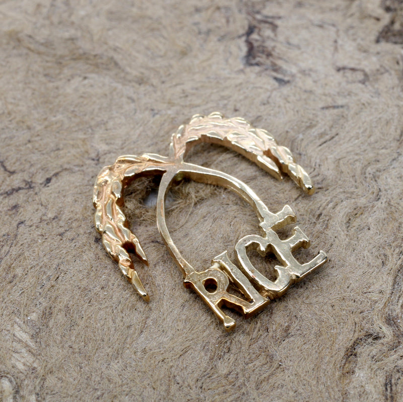 Gold Rice Logo Tie Tack for Him made in solid 14kt Gold
