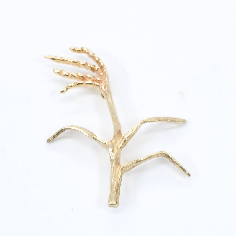 14kt Gold Rice Stalk Tie Tack for Him or Brooch Pin For Her