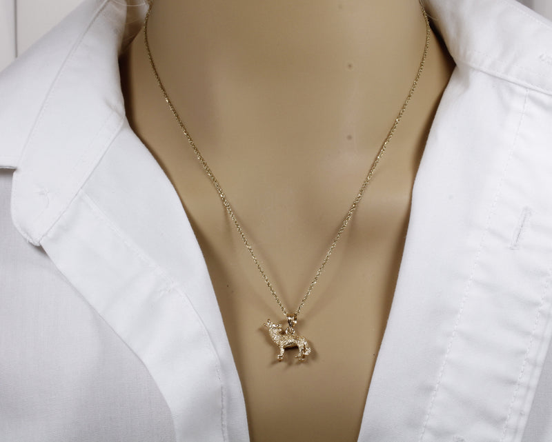 Gold Coyote Necklace with solid 14kt gold 3D Howling Coyote