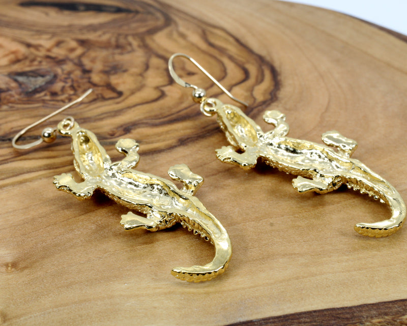 Extra Large Size Alligator Earrings in 14kt Gold Vermeil for gator lover gift