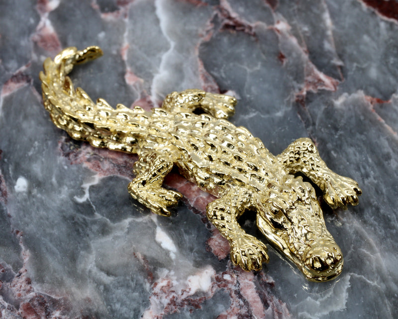Gold Alligator Desk Accessory paperweight in 14kt Gold Vermeil for gator lover