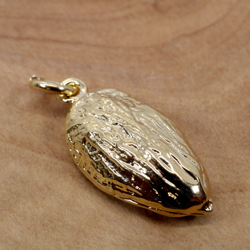 Gold Vermeil Almond Charm with Actual Size Almond For Her Bracelet