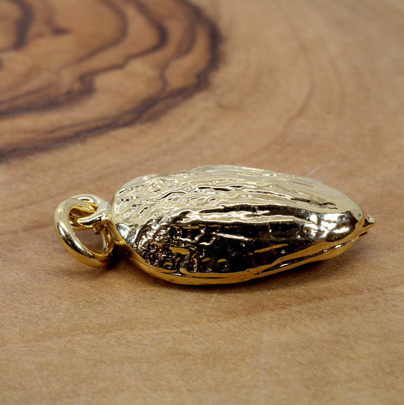 Gold Vermeil Almond Charm with Actual Size Almond For Her Bracelet