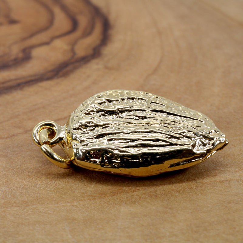 Gold Vermeil Almond Charm with Actual Size Almond For Her Bracelet