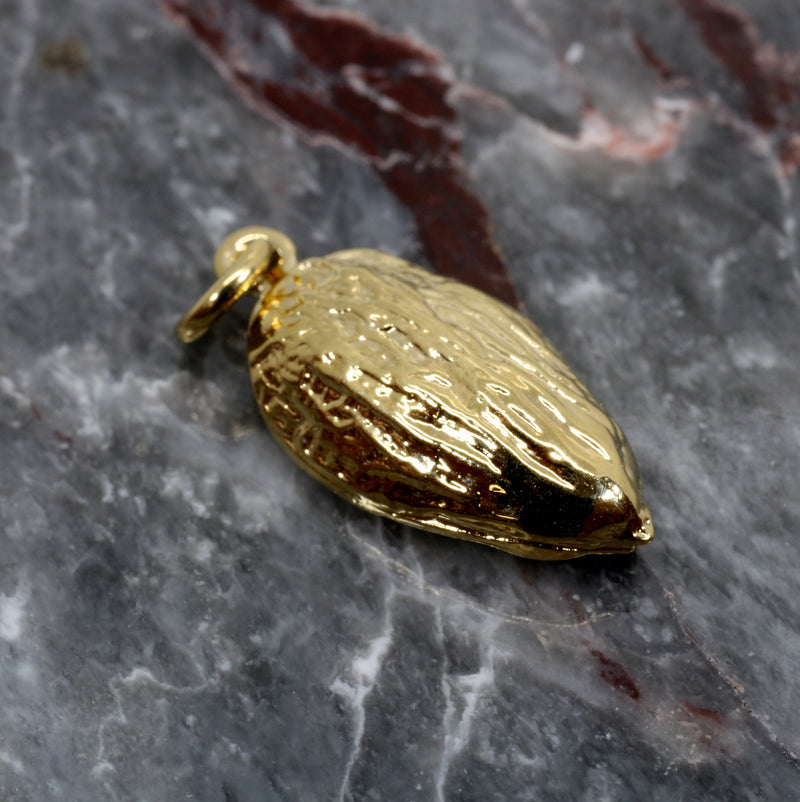 Gold Vermeil Almond Charm with Actual Size Almond For Her Bracelet