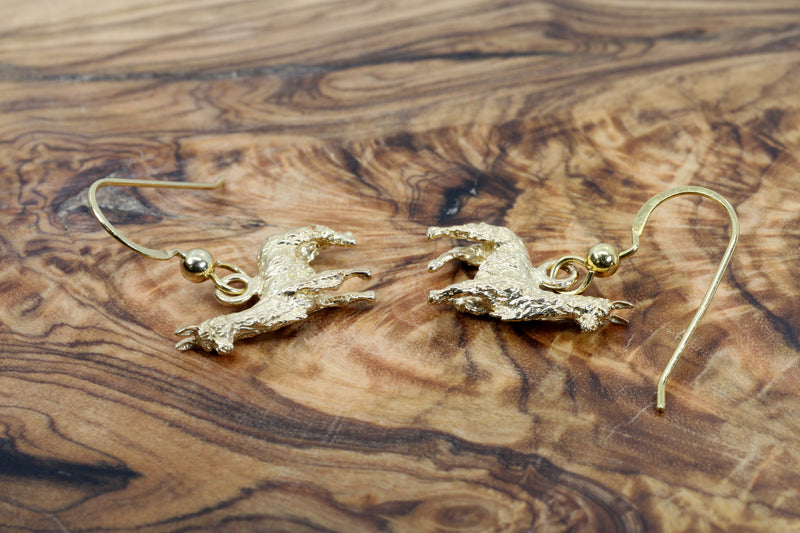 Llama Dangle Earrings in solid 14kt Yellow Gold For Her