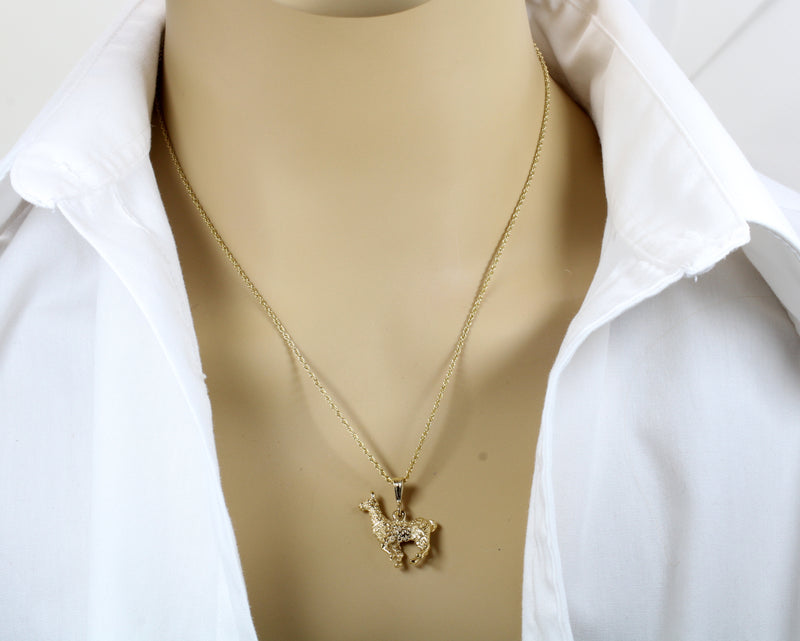 Larger Gold Llama Necklace for her with 14kt Gold Vermeil Llama
