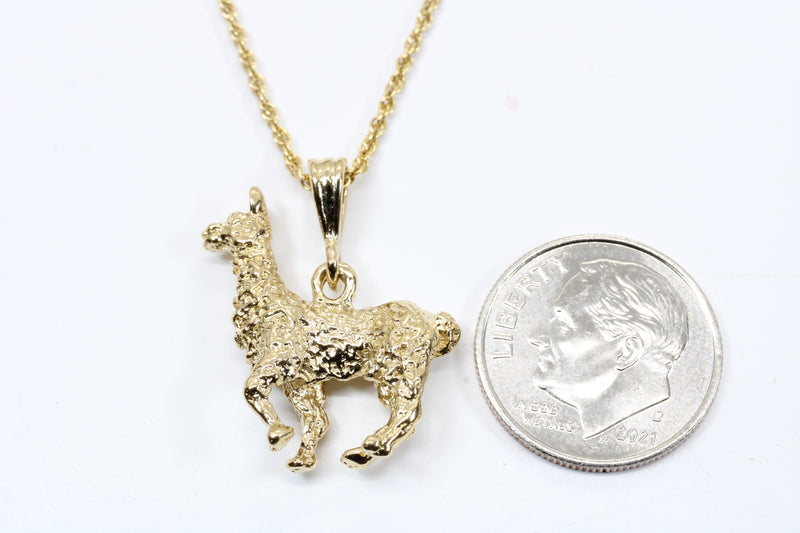 Larger Gold Llama Necklace for her with 14kt Gold Vermeil Llama