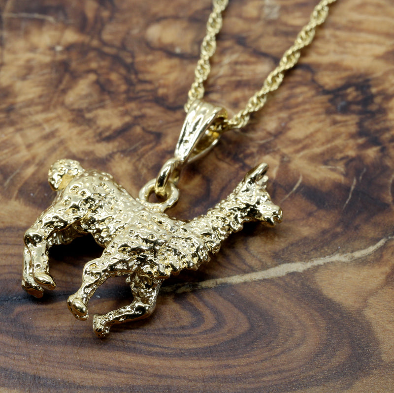 Larger Gold Llama Necklace for her with 14kt Gold Vermeil Llama