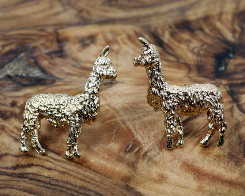 Gold Suri Alpaca Earrings for Her made in solid 14kt yellow gold