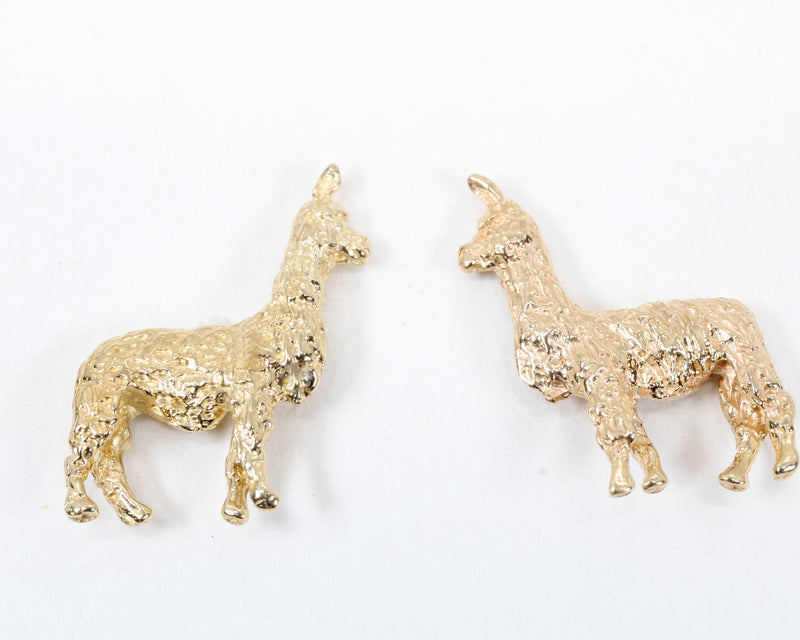 Gold Suri Alpaca Earrings for Her made in solid 14kt yellow gold