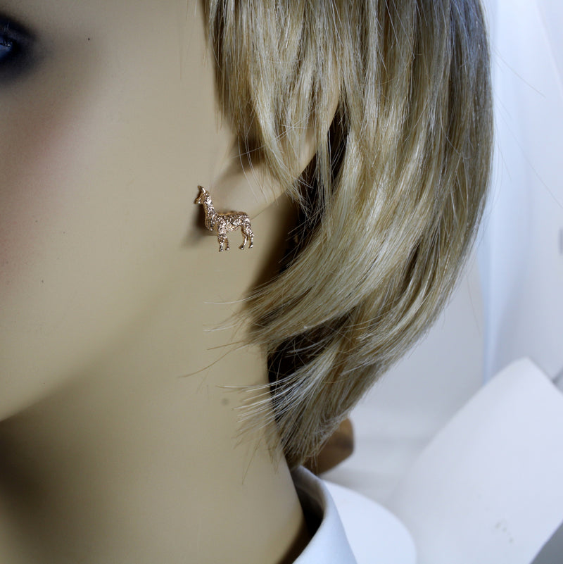 Gold Suri Alpaca Earrings for Her made in solid 14kt yellow gold