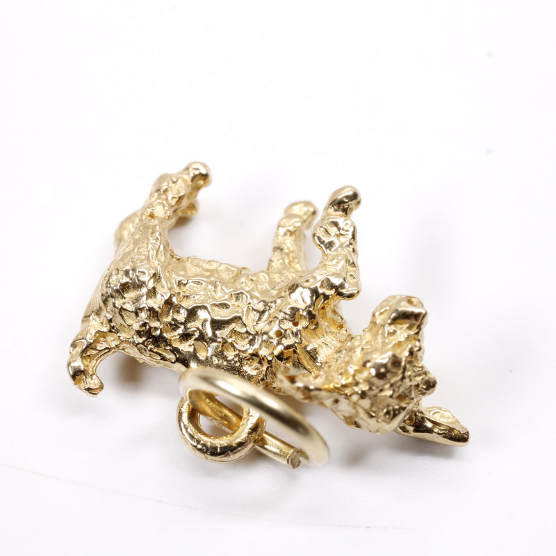 Gold Baby Goat Charm with a 3-D Solid 14kt Gold Playful Goat