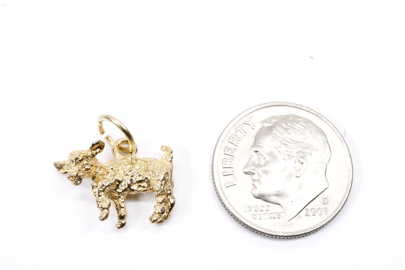 Gold Baby Goat Charm with a 3-D Solid 14kt Gold Playful Goat