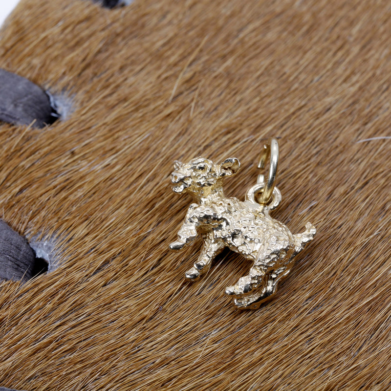 Gold Baby Goat Charm with a 3-D Solid 14kt Gold Playful Goat
