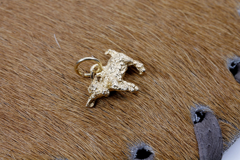 Gold Baby Goat Charm with a 3-D Solid 14kt Gold Playful Goat