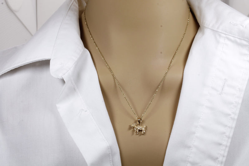 Gold Baby Goat Necklace with a 3-D Solid 14kt Gold Playful Goat