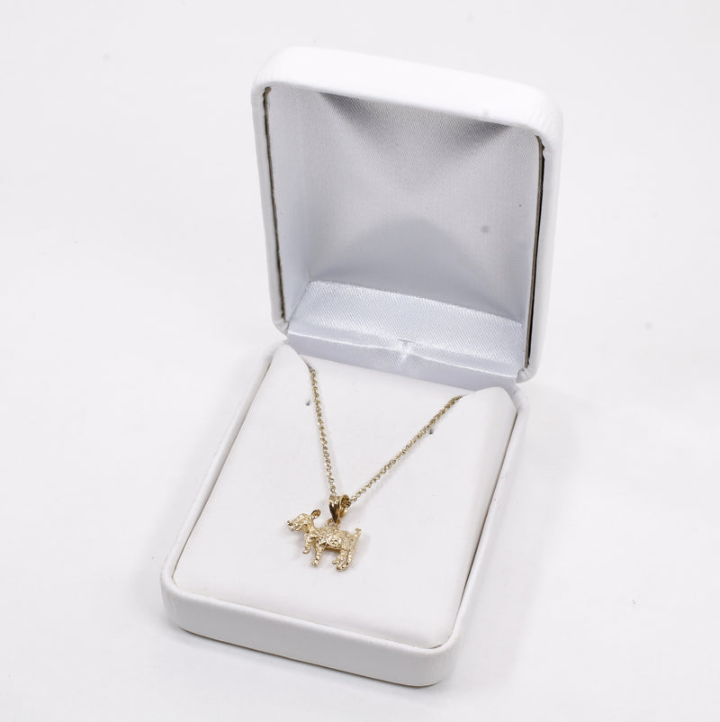 Gold Baby Goat Necklace with a 3-D Solid 14kt Gold Playful Goat