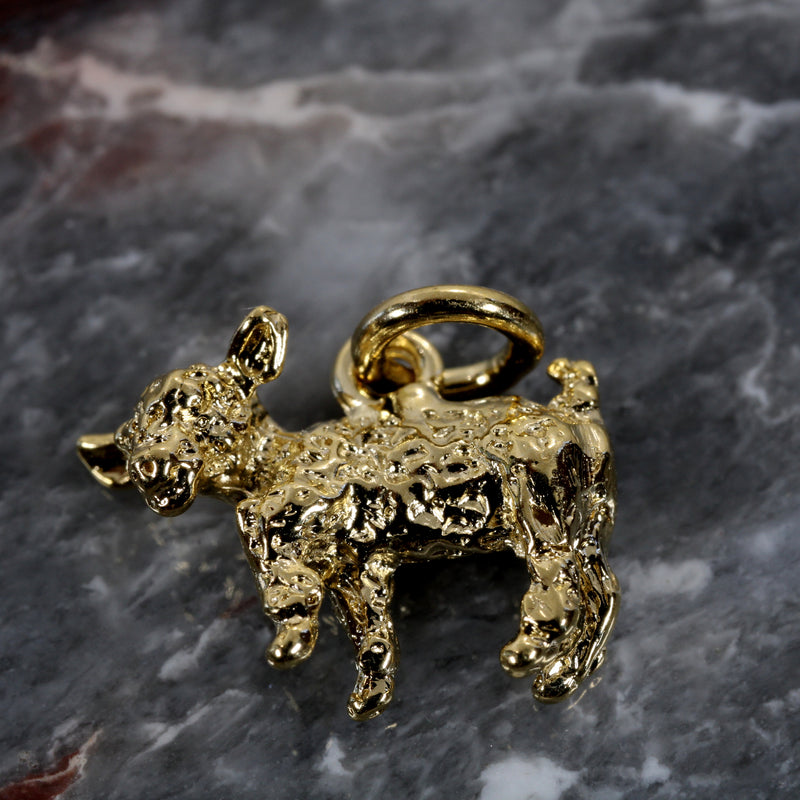 Gold Baby Goat Charm with a 3-D 14kt Gold Vermeil Playful Goat