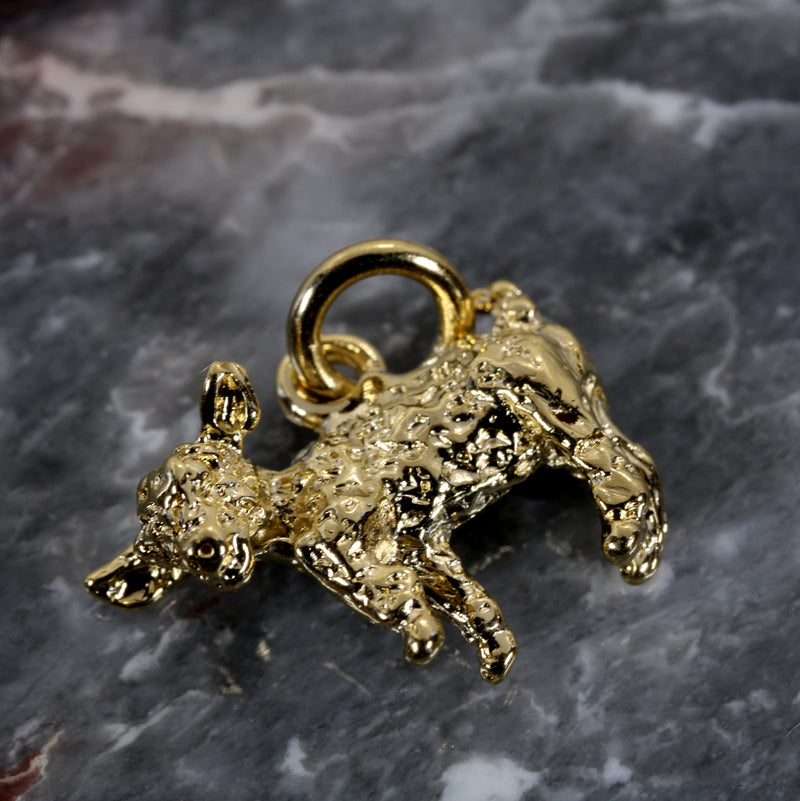 Gold Baby Goat Charm with a 3-D 14kt Gold Vermeil Playful Goat