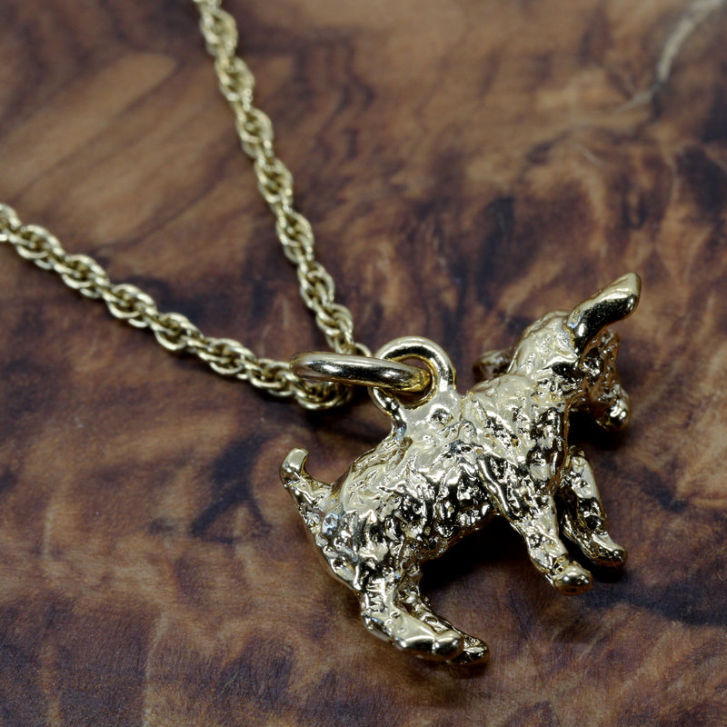Gold Baby Goat Necklace with a 3-D 14kt Gold Vermeil Playful Goat