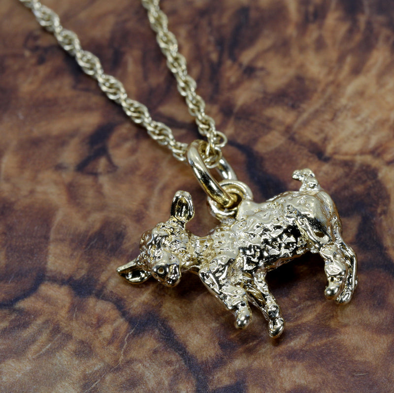 Gold Baby Goat Necklace with a 3-D 14kt Gold Vermeil Playful Goat