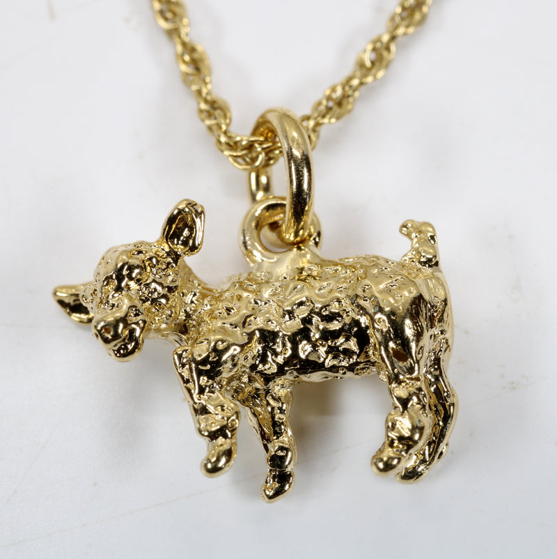 Small Gold Pygmy Goat Necklace with a 3-D 14kt Gold Vermeil Goat