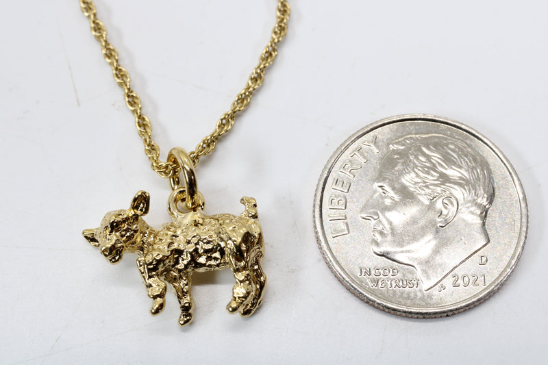 Gold Baby Goat Necklace with a 3-D 14kt Gold Vermeil Playful Goat
