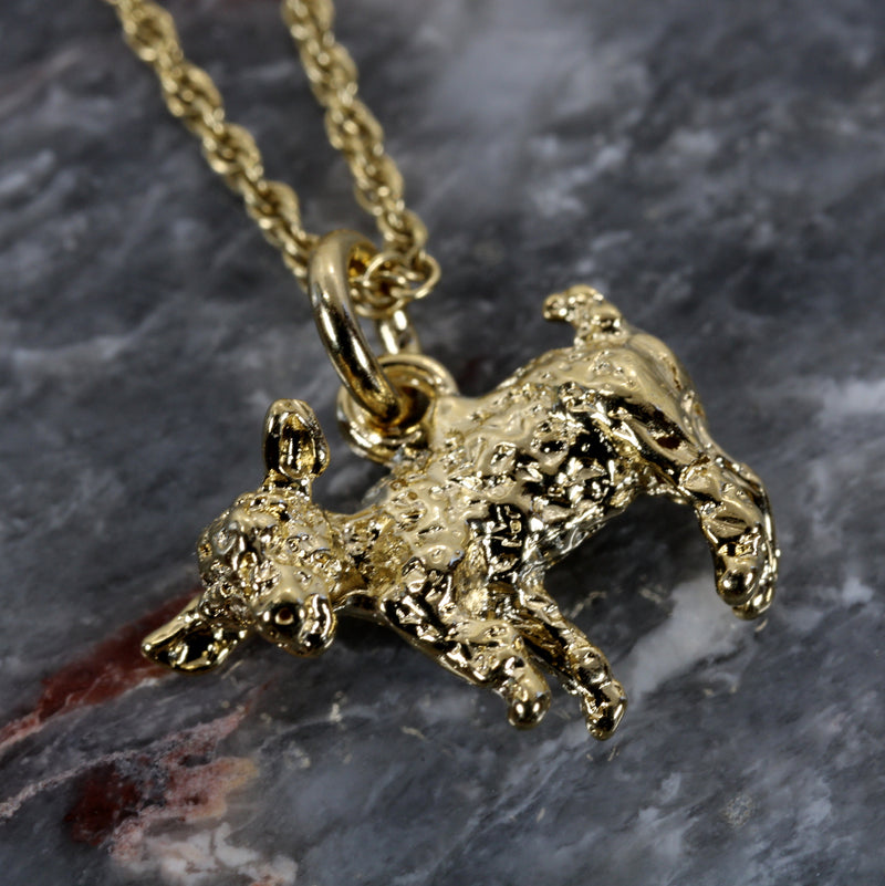 Small Gold Pygmy Goat Necklace with a 3-D 14kt Gold Vermeil Goat