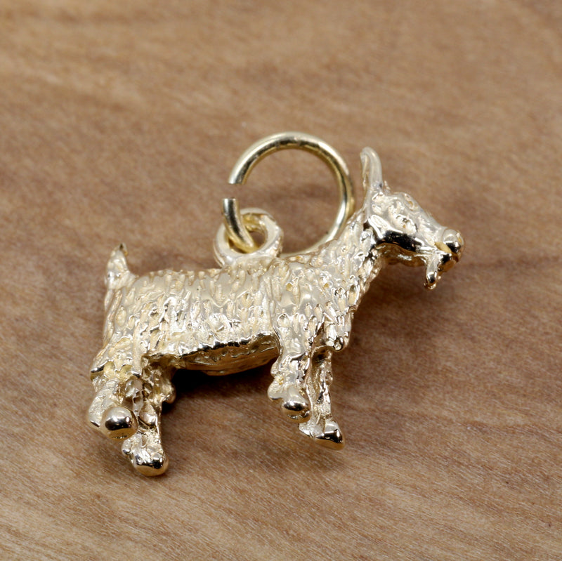 Small Gold Pygmy Goat Charm in four Styles with a Solid 14kt Gold Goat