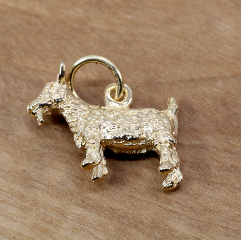 Small Gold Pygmy Goat Charm in four Styles with a Solid 14kt Gold Goat