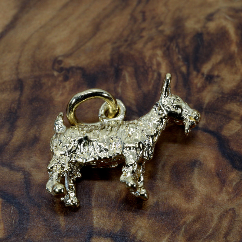 Small Gold Pygmy Goat Charm in four Styles with a 14kt Gold Vermeil Goat