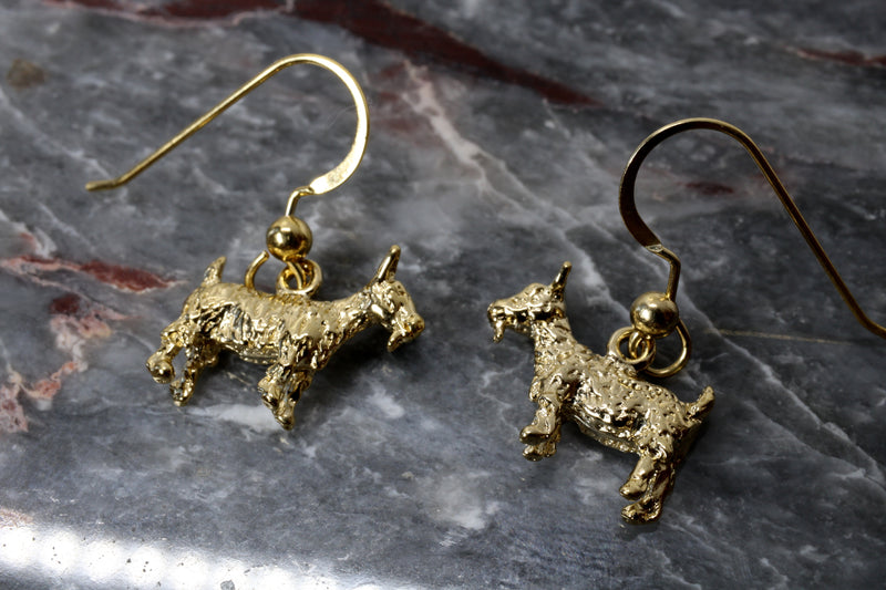Small Gold Pygmy Goat Earrings in four Styles with a 14kt Gold Vermeil Goat