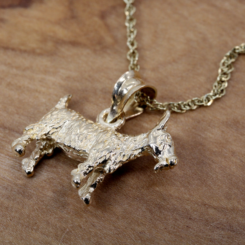 Small Gold Pygmy Goat Necklace with a 3-D Solid 14kt Gold Goat