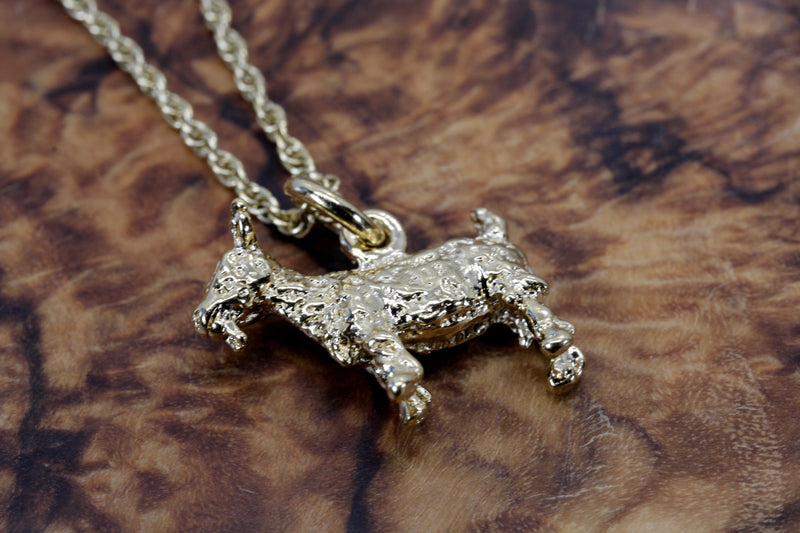 Small Gold Pygmy Goat Necklace with a 3-D 14kt Gold Vermeil Goat