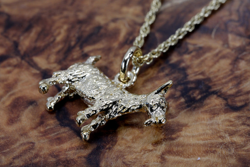 Small Gold Pygmy Goat Necklace with a 3-D 14kt Gold Vermeil Goat