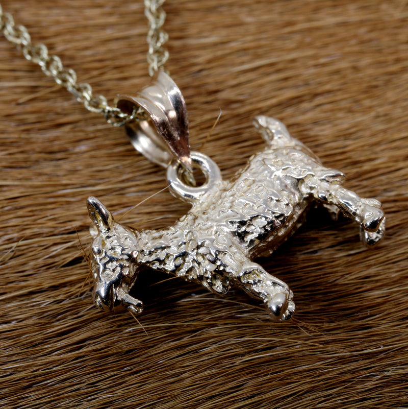 Small Gold Pygmy Goat Necklace with a 3-D Solid 14kt Gold Goat