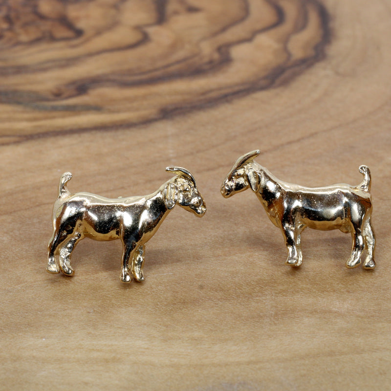 14kt Solid Gold Boer Goat Stud Earrings for her