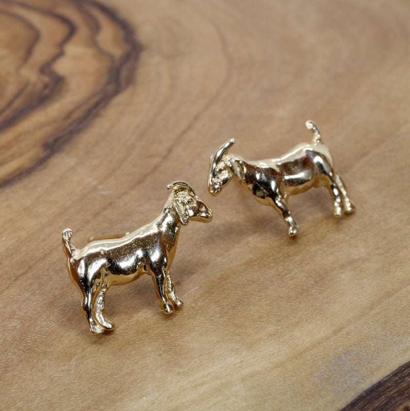 14kt Solid Gold Boer Goat Stud Earrings for her