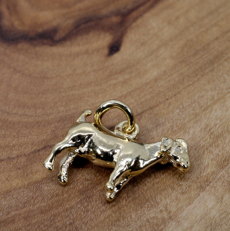 Gold Boer Goat Without Horns Charm made in 14kt Gold Vermeil