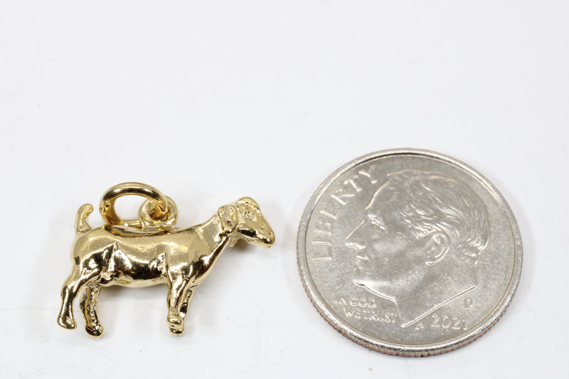 Gold Boer Goat Without Horns Charm made in 14kt Gold Vermeil