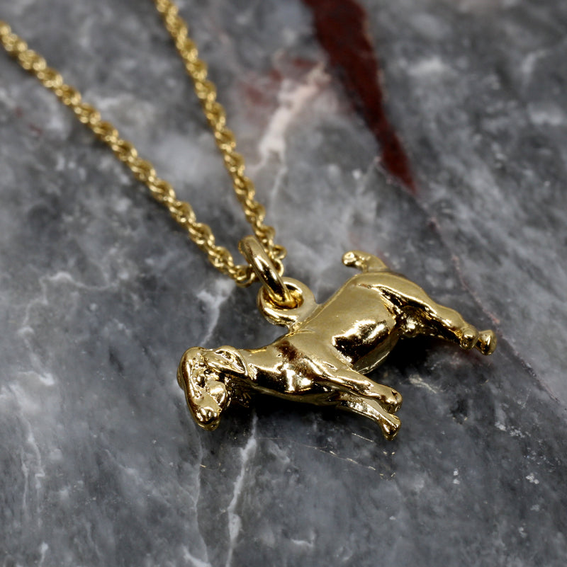Gold Boer Goat Without Horns Necklace made in 14kt Gold Vermeil
