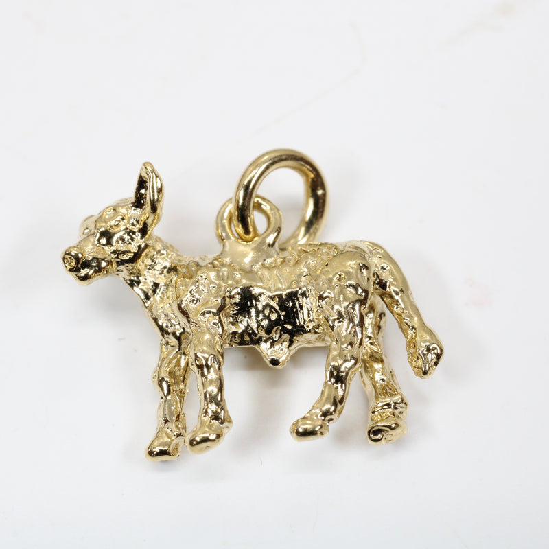 Gold Calf Charm made in 14kt yellow gold vermeil with 3D Calf