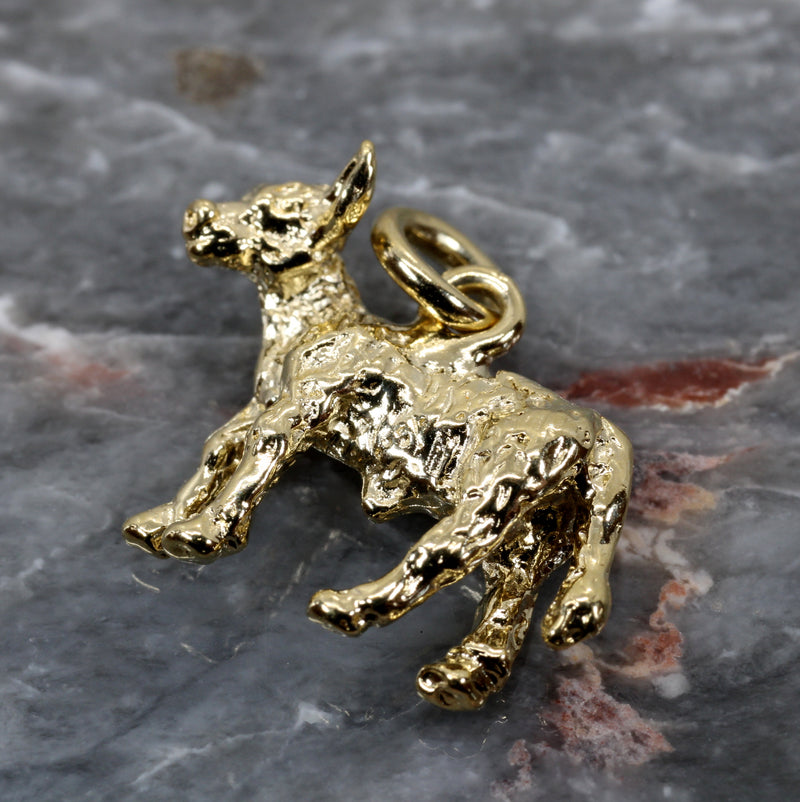 Gold Calf Charm made in 14kt yellow gold vermeil with 3D Calf