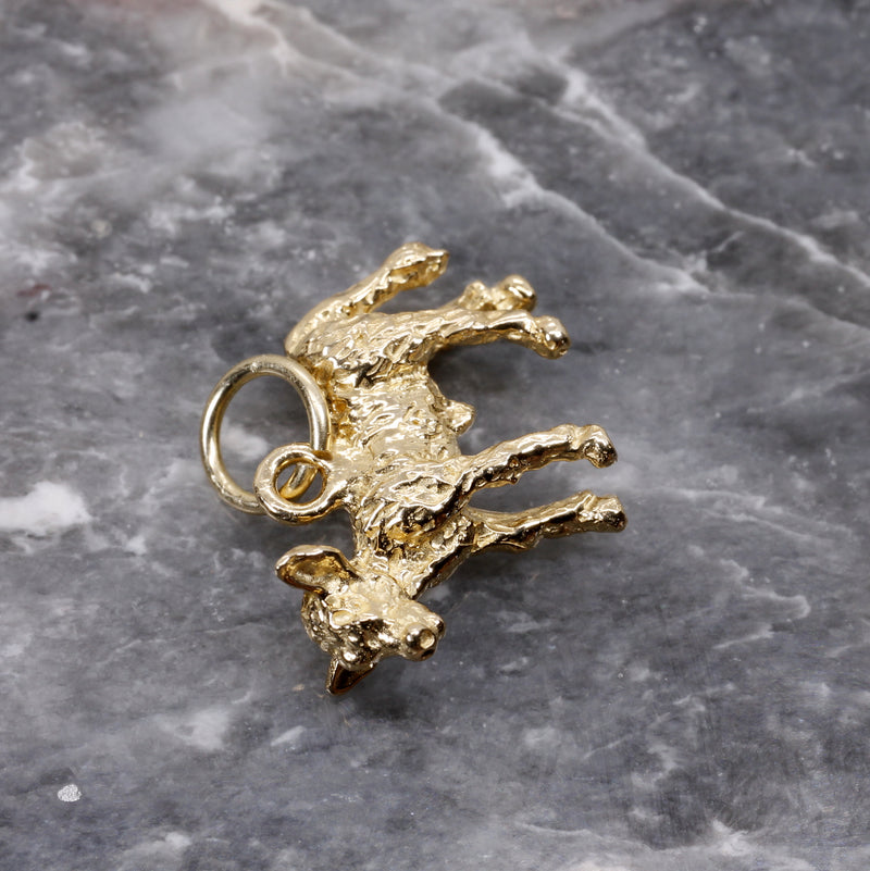 Gold Calf Charm made in solid 14kt yellow gold with 3D Calf